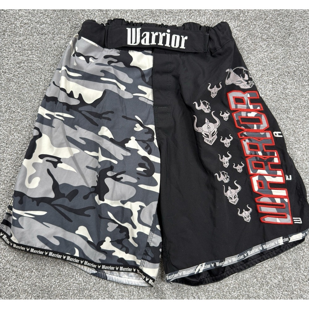 Warrior Wear MMA Fight Shorts Mens 30 Black Gray Camo Grappling Training